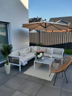 Beliani 4-Istuttava Ulkosohvaryhma Alumiini Vasenk. Valkoinen/Ruskea Borello Best