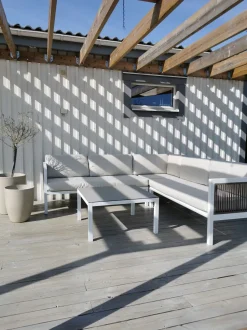 Beliani 4-Istuttava Ulkosohvaryhma Alumiini Vasenk. Valkoinen/Ruskea Borello Best