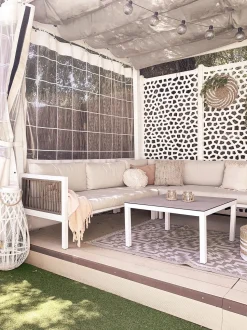 Beliani 4-Istuttava Ulkosohvaryhma Alumiini Vasenk. Valkoinen/Ruskea Borello Best