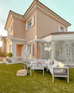 Beliani 4-Istuttava Ulkosohvaryhma Alumiini Vasenk. Valkoinen/Ruskea Borello Best