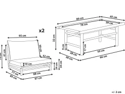Beliani 2-Istuttava Ulkosohvaryhma Bambu Vaalea Puu/Ruskeanharmaa Todi Cheap