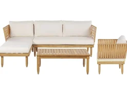 Beliani 4-Istuttava Ulkosohvaryhma Akasiapuu Oikeak. Valkoinen Cremona Flash Sale