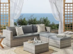 Beliani 5-Istuttava Ulkosohvaryhma Polyrottinki Oikeak. Harmaa Sabbia Outlet