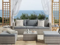 Beliani 5-Istuttava Ulkosohvaryhma Polyrottinki Oikeak. Harmaa Sabbia Outlet