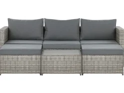 Beliani 5-Istuttava Ulkosohvaryhma Polyrottinki Oikeak. Harmaa Sabbia Outlet