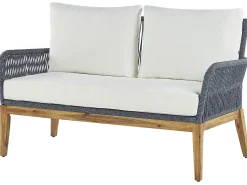 Beliani 4-Istuttava Ulkosohvaryhma Akasiapuu Valkoinen/Sininen Merano Ii Cheap