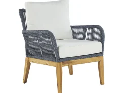 Beliani 4-Istuttava Ulkosohvaryhma Akasiapuu Valkoinen/Sininen Merano Ii Cheap