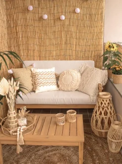 Beliani 4-Istuttava Ulkosohvaryhma Akasiapuu Ruskeanharmaa Pallano Fashion