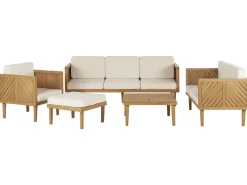 Beliani 6-Istuttava Ulkosohvaryhma Akasiapuu Valkoinen Baratti Sale