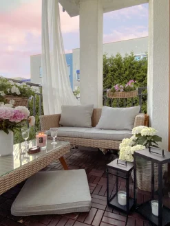 Beliani 4-Istuttava Ulkosohvaryhma Polyrottinki Harmaa Vittoria Sale