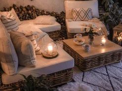 Beliani 4-Istuttava Ulkosohvaryhma Rottinki Vasenk. Luonnonvari Varallo Clearance