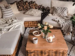 Beliani 4-Istuttava Ulkosohvaryhma Rottinki Vasenk. Luonnonvari Varallo Clearance