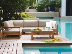 Beliani 4-Istuttava Ulkosohvaryhma Akaasia Oikeak. Vaalea Puu Timor Fashion