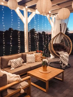 Beliani 4-Istuttava Ulkosohvaryhma Akaasia Oikeak. Vaalea Puu Timor Fashion