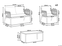 Beliani 4-Istuttava Ulkosohvaryhma Alumiini Harmaa Sciacca Outlet