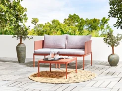 Beliani 2-Istuttava Ulkosohvaryhma Alumiini Oranssi Terracina Hot