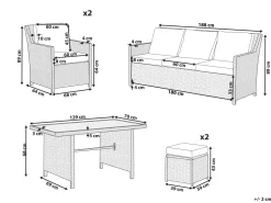 Beliani 5-Istuttava Ulkosohvaryhma Polyrottinki Ruskea Fonti Discount