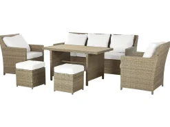 Beliani 5-Istuttava Ulkosohvaryhma Polyrottinki Ruskea Fonti Discount