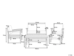 Beliani 4-Istuttava Ulkosohvaryhma Sertifioitu Akaasia Vaalea Puu Manila New