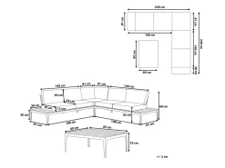 Beliani 5-Istuttava Ulkosohvaryhma Alumiini Harmaa Positano Cheap