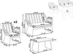 Beliani 4-Istuttava Ulkosohvaryhma Polyrottinki Luonnonvari Minori Sale