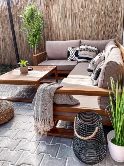 Beliani 4-Istuttava Ulkosohvaryhma Sertifioitu Akaasia Oikeak. Vaalea Puu Timor Discount