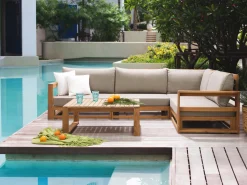 Beliani 4-Istuttava Ulkosohvaryhma Sertifioitu Akaasia Oikeak. Vaalea Puu Timor Discount