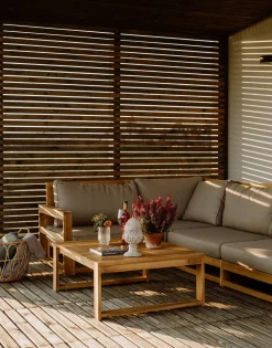 Beliani 4-Istuttava Ulkosohvaryhma Sertifioitu Akaasia Oikeak. Vaalea Puu Timor Discount