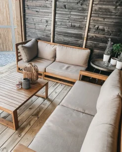 Beliani 4-Istuttava Ulkosohvaryhma Sertifioitu Akaasia Oikeak. Vaalea Puu Timor Discount