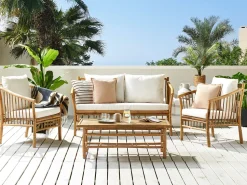 Beliani 4-Istuttava Ulkosohvaryhma Bambu Valkoinen Maggiore Sale