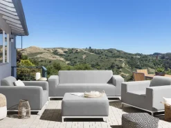 Beliani 5-Istuttava Ulkosohvaryhma Kangas Vaaleanharmaa/Valkoinen Rovigo Fashion