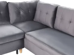 Beliani 4-Istuttava U-Muotoinen Kulmavuodesohva Säilytystilalla Sametti Harmaa Lerum Flash Sale