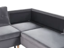 Beliani 4-Istuttava U-Muotoinen Kulmavuodesohva Säilytystilalla Sametti Harmaa Lerum Flash Sale