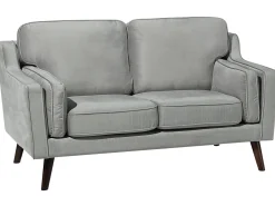 Beliani 2-Istuttava Vaaleanharmaa Samettisohva Lokka Best Sale