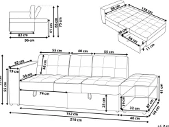 Beliani 3-Istuttava Vuodesohva Ja Rahi Kangas Laivastonsininen Falster Sale