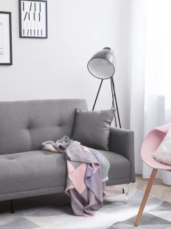 Beliani 3-Istuttava Vuodesohva Kangas Harmaa Lucan Discount