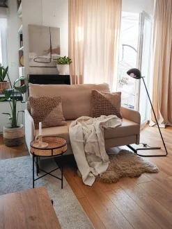 Beliani 2-Istuttava Vuodesohva Kangas Vaaleanpunainen Belfast Clearance