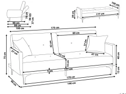 Beliani 3-Istuttava Vuodesohva Kangas Beige Lucan Fashion