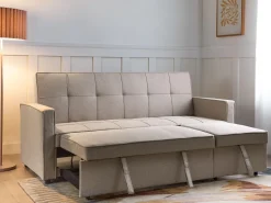 Beliani 3-Istuttava Vuodesohva Kangas Beige Glomma Cheap