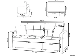 Beliani 3-Istuttava Vuodesohva Kangas Beige Glomma Cheap