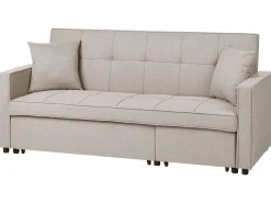 Beliani 3-Istuttava Vuodesohva Kangas Beige Glomma Cheap