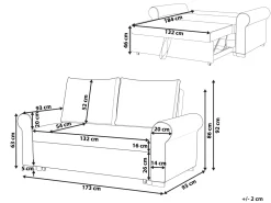 Beliani 2-Istuttava Vuodesohva Kangas Vaaleanharmaa Kukkakuvio Silda Best