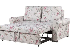 Beliani 2-Istuttava Vuodesohva Kangas Vaaleanharmaa Kukkakuvio Silda Best