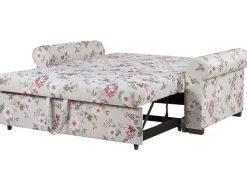 Beliani 2-Istuttava Vuodesohva Kangas Vaaleanharmaa Kukkakuvio Silda Best