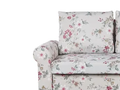 Beliani 2-Istuttava Vuodesohva Kangas Vaaleanharmaa Kukkakuvio Silda Best