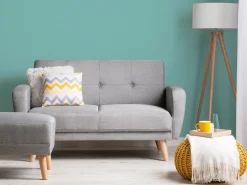 Beliani 2-Istuttava Vuodesohva Kangas Vaaleanharmaa Florli Sale