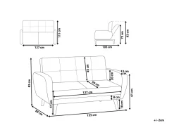 Beliani 2-Istuttava Vuodesohva Kangas Vaaleanharmaa Florli Sale