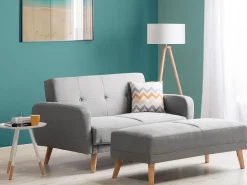 Beliani 2-Istuttava Vuodesohva Kangas Vaaleanharmaa Florli Sale