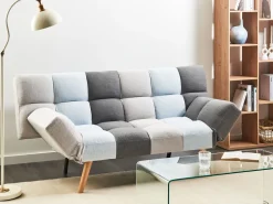 Beliani 3-Istuttava Vuodesohva Kangas Harmaa/Sininen Ingaro Best Sale