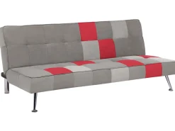 Beliani 3-Istuttava Vuodesohva Kangas Harmaa/Punainen Tilkkukuvio Olsker Hot